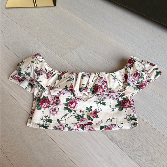 Antonio Melani x The Style Bungalow Miraflores Off-The-Shoulder Puffed Crop Top - Picture 4 of 10